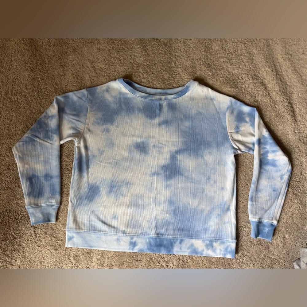 Splendid Light Blue and White Tie-Dye Long Sleeve Tee